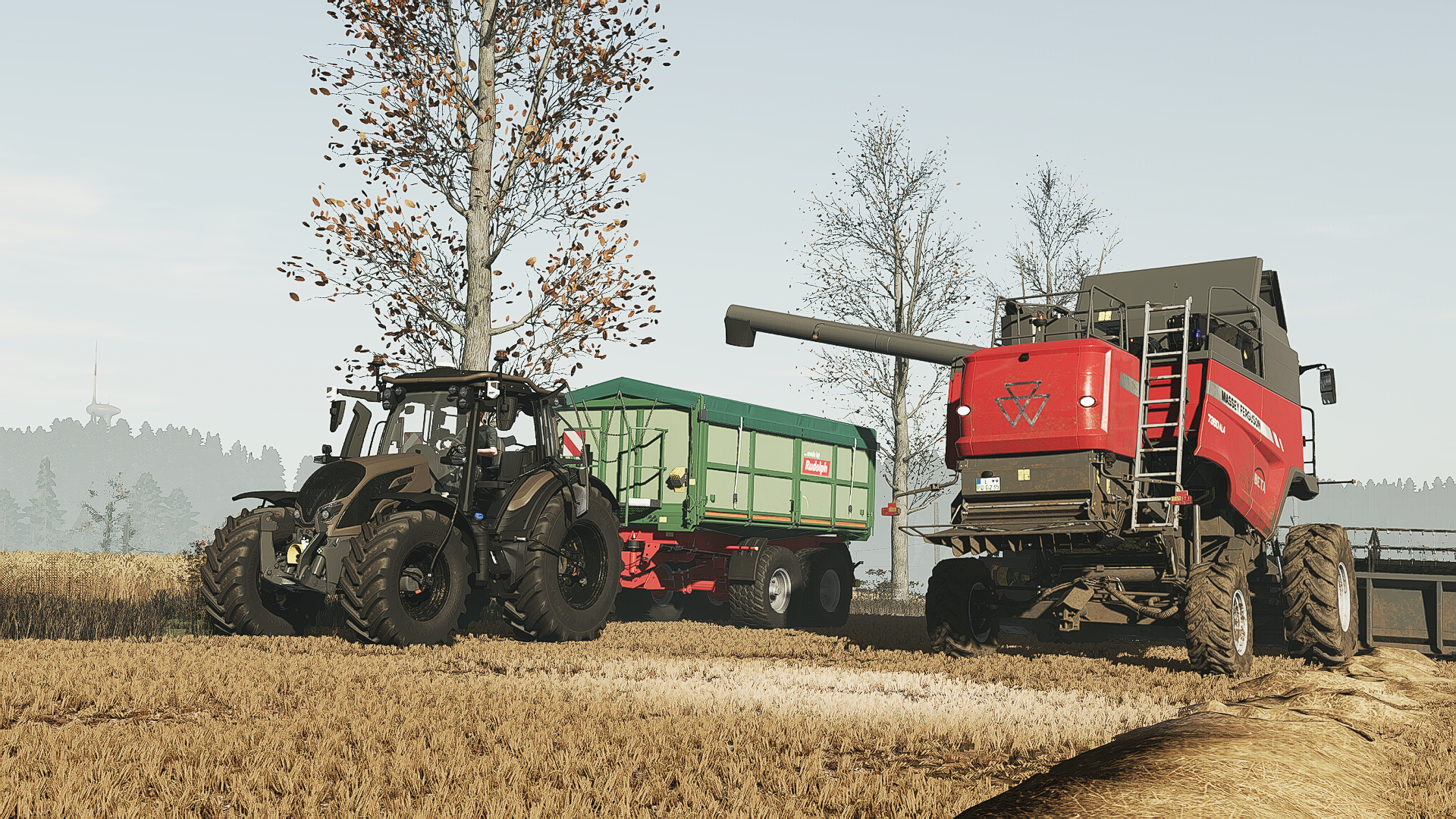 Landmaschinen bei der gemeinsamen Ernte